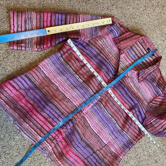 Elements Sexy Mesh  Button Down Multicolor shirt Blouse Women Size XL - Picture 3 of 6